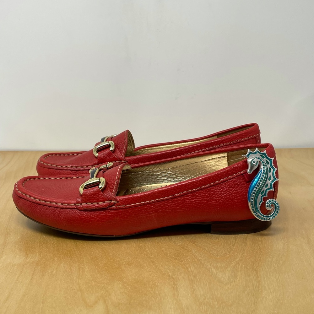 Marc Joseph Red Grand St Leather Loafers w/Horse Bit Detail Size 8